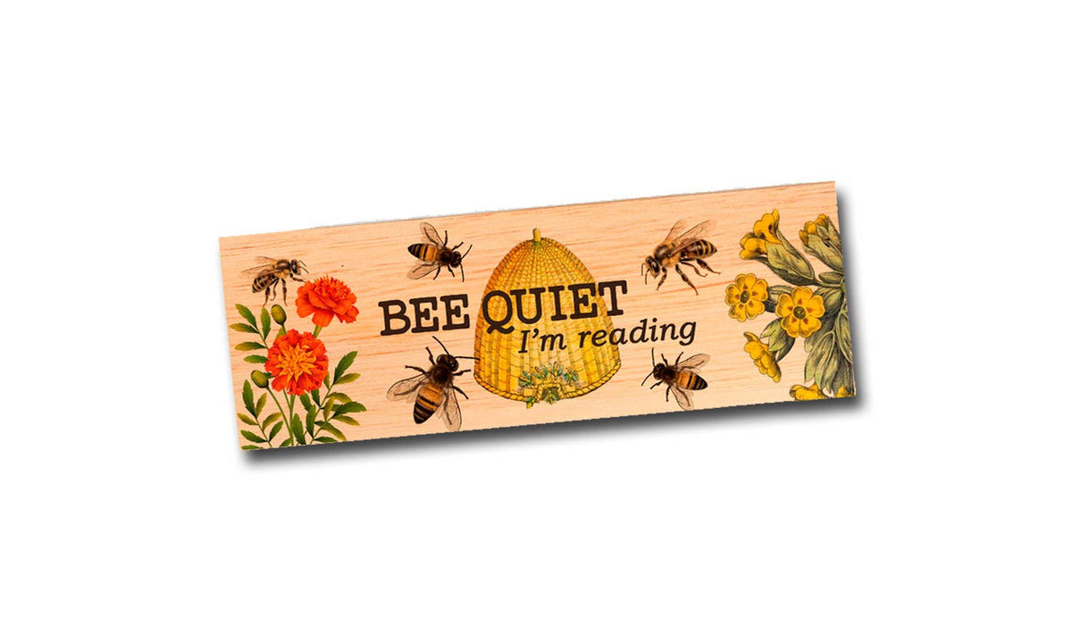 Bee Quiet... I'm Reading Natural Eco Friendly Wood Bookmark