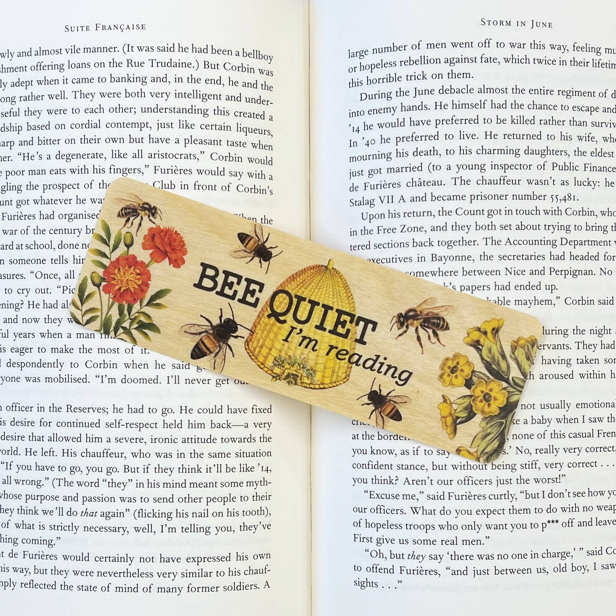 Bee Quiet... I'm Reading Natural Eco Friendly Wood Bookmark