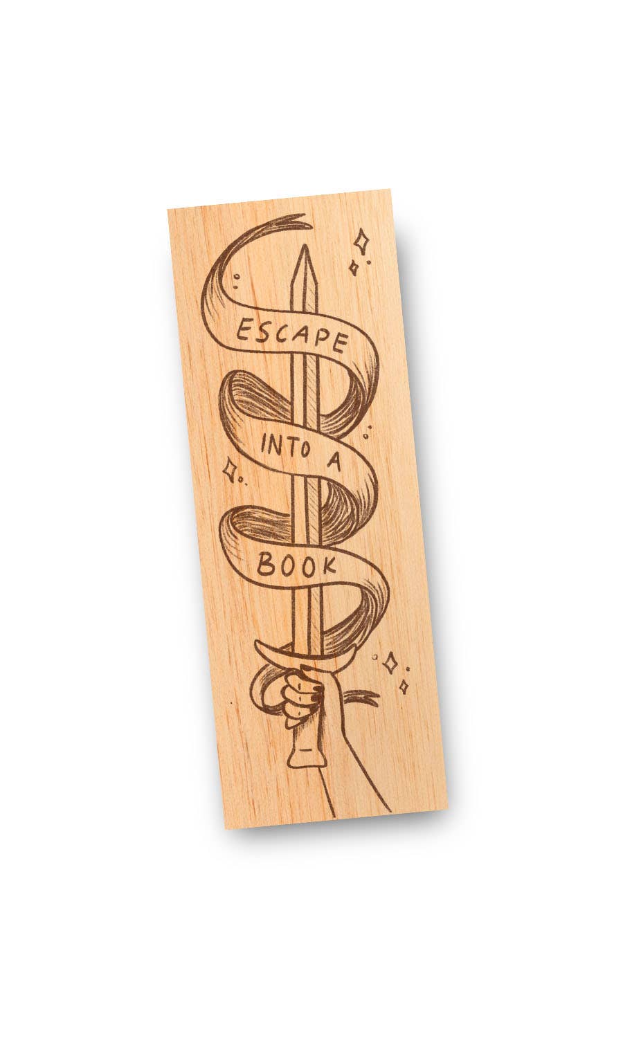 Escape Into a Book Artist Illustrated Wood Bookmark